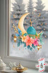 Ramazan Ayı Cam Sticker Seti | Çift Taraflı %100 Net | Ay, Cami ve Fener Desenli Pencere Süsü 29x30