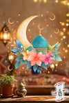 Ramazan Ayı Cam Sticker Seti | Çift Taraflı %100 Net | Ay, Cami ve Fener Desenli Pencere Süsü 29x30
