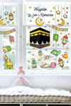 Ramazan Ayı Kabe ve Ramazan Figürleri Temalı 120 Parça Çift Taraflı Baskılı Cam Sticker Seti