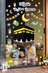 Ramazan Ayı Kabe ve Ramazan Figürleri Temalı 120 Parça Çift Taraflı Baskılı Cam Sticker Seti