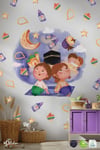 Ramazan Ayını Karşılayan Sevimli Kardeşler Özel Çizim Suluboya Tonlarında Ramazan Sticker Seti Kabe