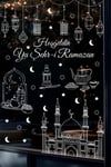 Ramazan Cam Sticker Seti – Hoşgeldin Ya Şehr-i Ramazan Yazılı, Çift Taraflı Şeffaf Pencere Süsü