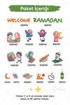 Ramazan Geldi Hoş Geldi İngilizce Cam Duvar Sticker Seti, Ramazanı Coşkuyla Karşılayan Çocuklar Ramazan Süsü