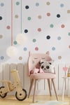 Renkli Puantiyeler Duvar Çıkartması - Soft Pastel Renklerde Büyük Boy k740