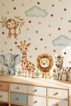 Safari Hayvanları Duvar Sticker Seti 88 Parça – Fil, Zürafa, Aslan, Zebra,Maymun Çocuk Odası Sticker