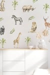 Safari Hayvanları Eğici ve Eğlenceli Sticker Seti, Duvar Kağıdı Görünümlü Safari Sticker Cam Duvar