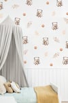 Salıncakta Sevimli Ayıcıklar Çiçekler ve Puantiyeler Çocuk Bebek Odası Sticker Seti