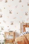 Salıncakta Sevimli Ayıcıklar Çiçekler ve Puantiyeler Çocuk Bebek Odası Sticker Seti