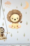 Sevimli Aslan Ay Ve Kaktüsler Çocuk Bebek Odası Duvar Sticker Seti