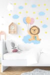 Sevimli Aslan Bulutlar ve Yıldızlar Çocuk Bebek Odası Sticker