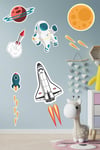 Sevimli Astronot, Uzay Mekiği, Gezegen Sticker Seti Çocuk Bebek O