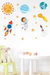Sevimli Astronot, Uzay Mekiği, Güneş, Yıldızlar Gezegen Sticker S