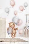 Sevimli Ayıcık ve Balonlar Çocuk Bebek Odası Sticker Seti