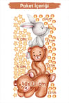 Sevimli Ayıcıklar, Tavşan, Yıldız ve Puantiyeler Çocuk Bebek Odası Duvar Sticker Seti