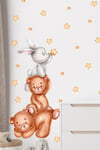 Sevimli Ayıcıklar, Tavşan, Yıldız ve Puantiyeler Çocuk Bebek Odası Duvar Sticker Seti