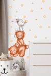 Sevimli Ayıcıklar, Tavşan, Yıldız ve Puantiyeler Çocuk Bebek Odası Duvar Sticker Seti