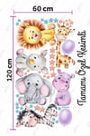 Sevimli Hayvanlar Balon ve Yıldızlar Çocuk Bebek Odası Sticker Seti
