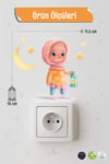 Sevimli Kız Çocuğu Ramazan-ı Şerif Priz Sticker Seti Duvar Cam Sticker Ramazan Süsü