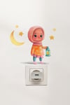 Sevimli Kız Çocuğu Ramazan-ı Şerif Priz Sticker Seti Duvar Cam Sticker Ramazan Süsü