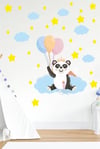 Sevimli Panda Bulutlar ve Yıldızlar Çocuk Bebek Odası Sticker