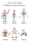 Sevimli Robot Adamlar Sticker Seti Çocuk Bebek Odası Sticker