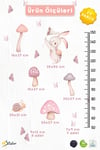Sevimli Tavşan Boy Ölçer Duvar Sticker Seti 29 Parça | Çocuk Odası Boy Cetveli | Pastel Pembe Tavşan
