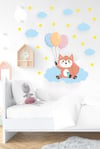 Sevimli Tilki Bulutlar ve Yıldızlar Çocuk Bebek Odası Sticker