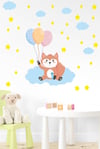 Sevimli Tilki Bulutlar ve Yıldızlar Çocuk Bebek Odası Sticker
