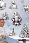 Silver Yılbaşı Seti, Yeni Yıl Yılbaşı Kış Konseptli Yılbaşı Süsü Sticker Seti Noel Baba Ağaçlar