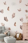 Soft Kahve Tonlarda Kelebekler Çocuk Bebek Odası Salon Duvar Cam Dolap Sticker Seti