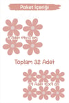 Soft Pembe Çiçekler Cam Duvar Sticker Seti 