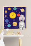Tavşanlı Gezegen Sticker Seti 30x30 cm Cam Duvar Sticker Seti