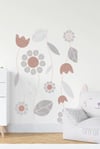 Topak Rengi Tonlarında Dallar ve Çiçekler Duvar Stickerı