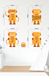 Turuncu Robot Adamlar Sticker Seti-Çocuk Bebek Odası Sticker