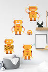 Turuncu Robot Adamlar Sticker Seti-Çocuk Bebek Odası Sticker