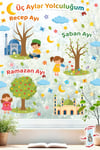 Üç Aylar Yolculuğum Sticker Seti | Recep – Şaban – Ramazan Ayı | Çift Taraflı Cam Duvar Sticker