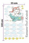 Uçakta Uçan Ayıcık Soft Renklerde Çocuk Odası Sticker