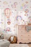 Unicorn Duvar Sticker Seti 125 Parça – Balonlu Gökkuşağı ve Uçan Unicorn Çocuk Odası Duvar Süsü