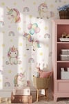 Unicorn Duvar Sticker Seti 72 Parça – Gökkuşağı, Balonlu Unicorn ve Yıldızlar – Kız Çocuk ve Bebek