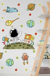 Uzayda Astronot ve Gezegenler Çocuk Bebek Odası Duvar Sticker Seti