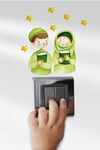 Yeşil Kıyafetli Çocuklar Ramazan Priz Sticker Seti Duvar Cam Sticker Ramazan Süsü