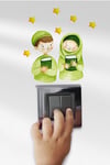 Yeşil Kıyafetli Çocuklar Ramazan Priz Sticker Seti Duvar Cam Sticker Ramazan Süsü
