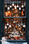 Yılbaşı Cam Süsü Sticker Seti – Merry Christmas Çift Taraflı Baskı 42 Kar Tanesi ve 34 Parça Figür
