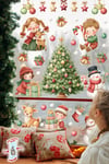 Yılbaşı Temalı Çocuk Odası Cam Sticker Seti – Çam Ağacı, Kardan Adam, Hediye Noel Figürleri 44 Parça