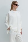 Dik Yaka Oversize Keten Ceket