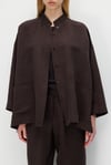 Dik Yaka Oversize Keten Ceket