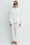 Dik Yaka Oversize Keten Ceket