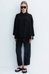 Dik Yaka Oversize Keten Ceket
