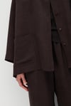 Dik Yaka Oversize Keten Ceket