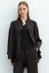 Dik Yaka Oversize Keten Ceket